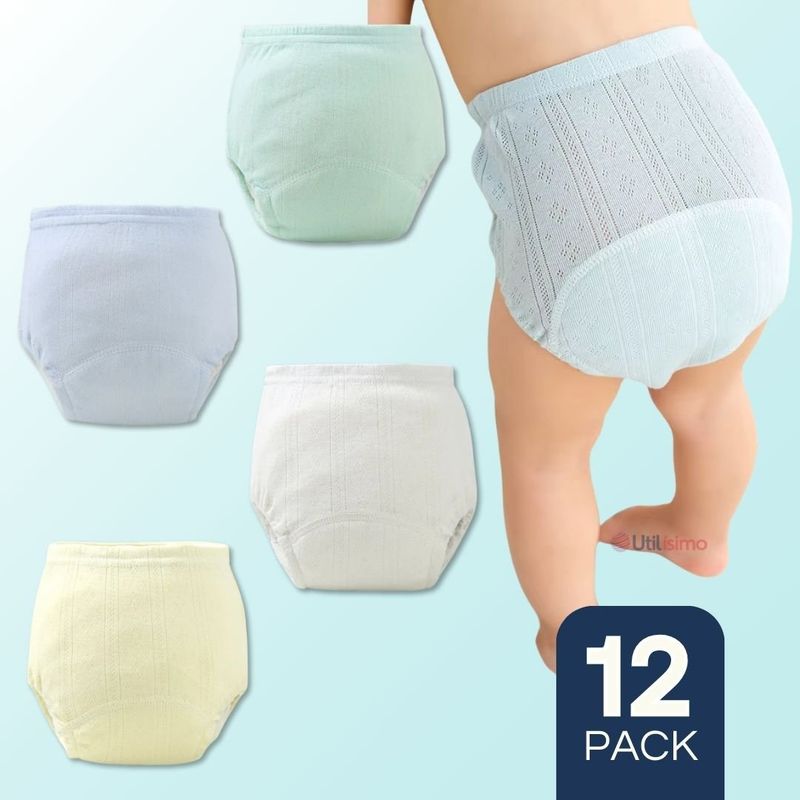 UTILISIMO - Pack 12 Calzón Calzoncillo Niño Entrenamiento Algodón Cintura Elástica