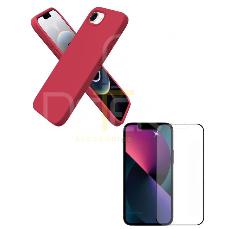 GENERICO - Carcasa Colores Para iPhone 16e + Lamina V - Rojo
