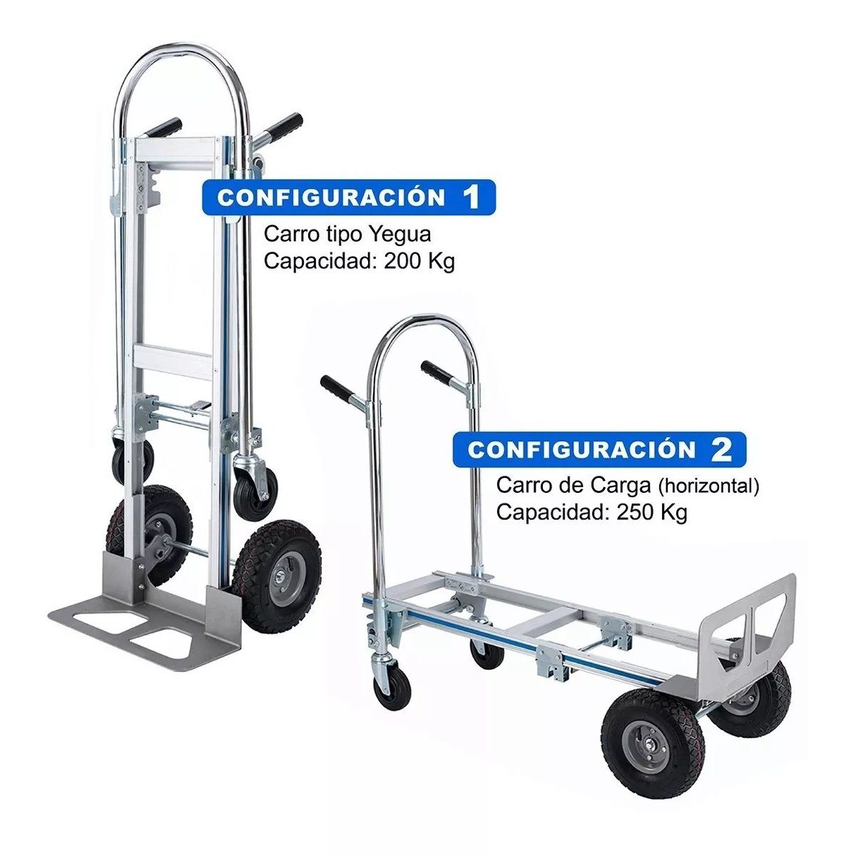 GENERICO - Yegua Y Carro De Carga Aluminio Largo, 2 Formatos 250k Max
