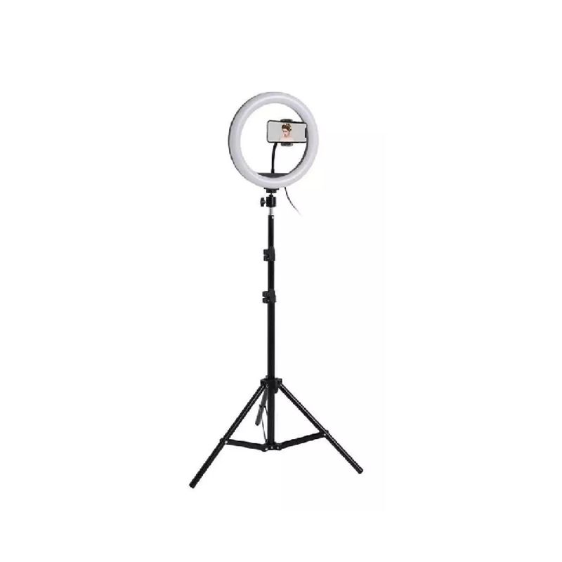 GENERICO - Aro de luz LED grande 31cm con trípode 21m TikTok estructura blanca