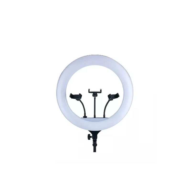 GENERICO - Aro de luz LED 56cm profesional con trípode 210m y control remoto estructura negra