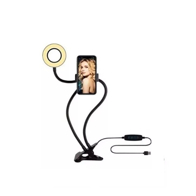GENERICO - Aro luz LED flexible con soporte de celular para mesa