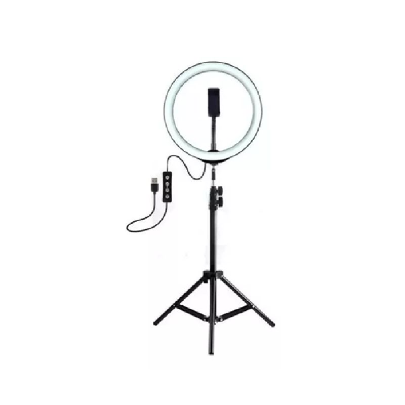 GENERICO - Aro de luz LED 26 cm con trípode 2 metros estructura negra