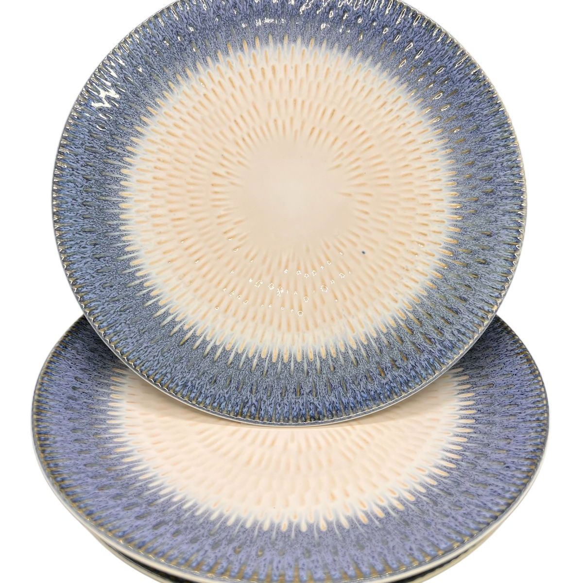 GENERICO - Pack 4 Plato Semi Plano Decorativo Redondo Bicolor