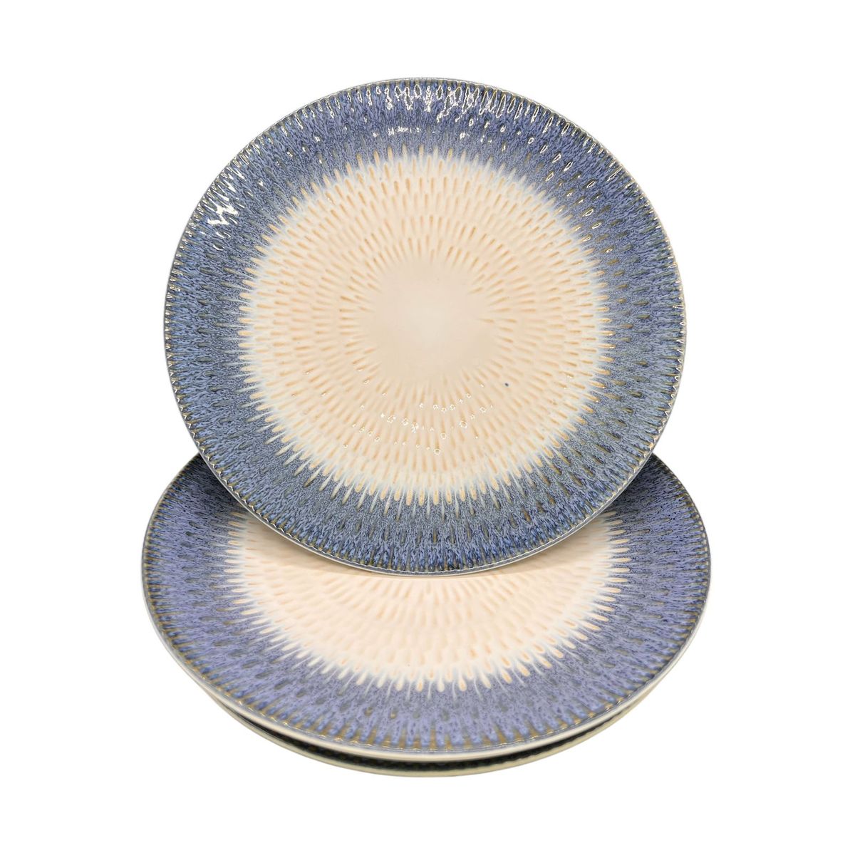 GENERICO - Pack 4 Plato Semi Plano Decorativo Redondo Bicolor