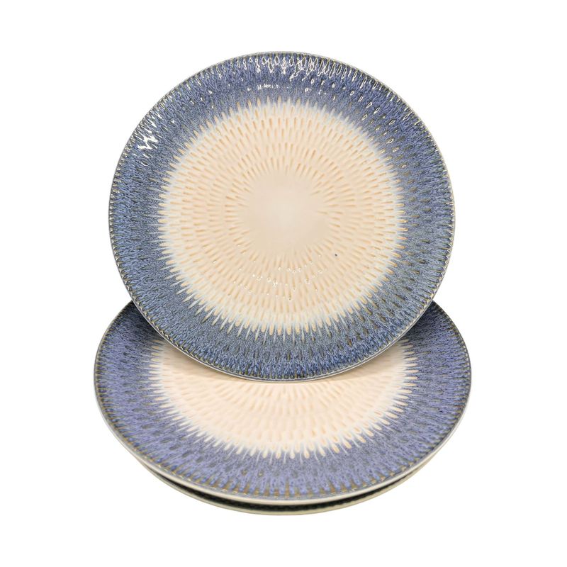 GENERICO - Pack 4 Plato Semi Plano Decorativo Redondo Bicolor 22cm