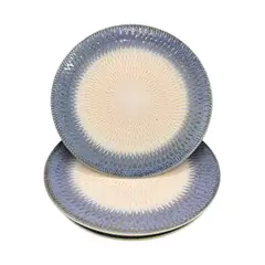 GENERICO - Pack 4 Plato Semi Plano Decorativo Redondo Bicolor 22cm