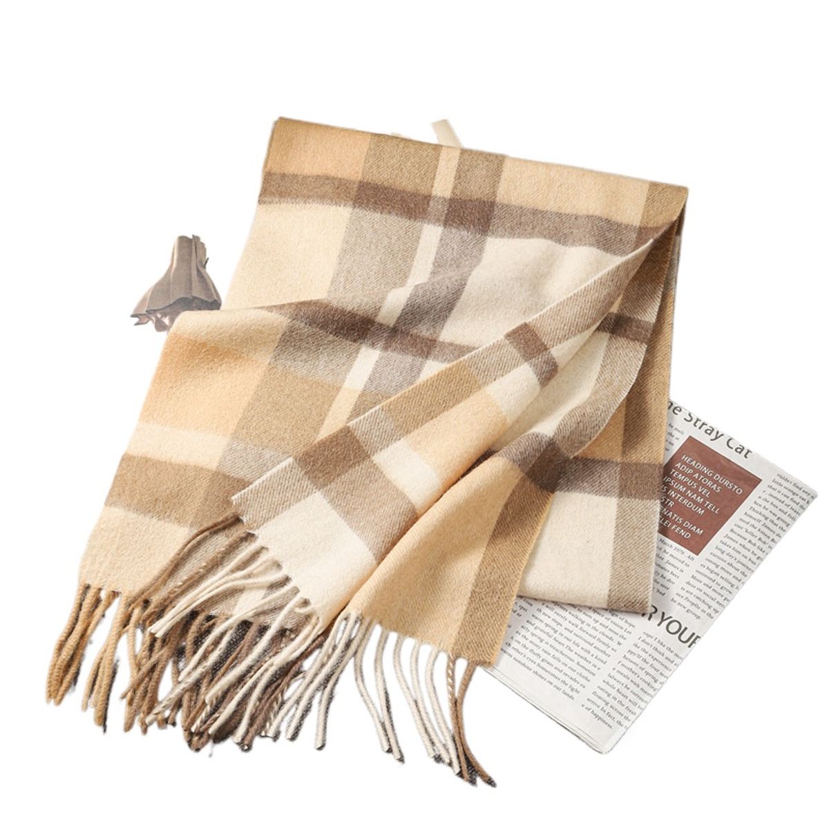 TIOZONEY - Bufanda de lana a cuadros