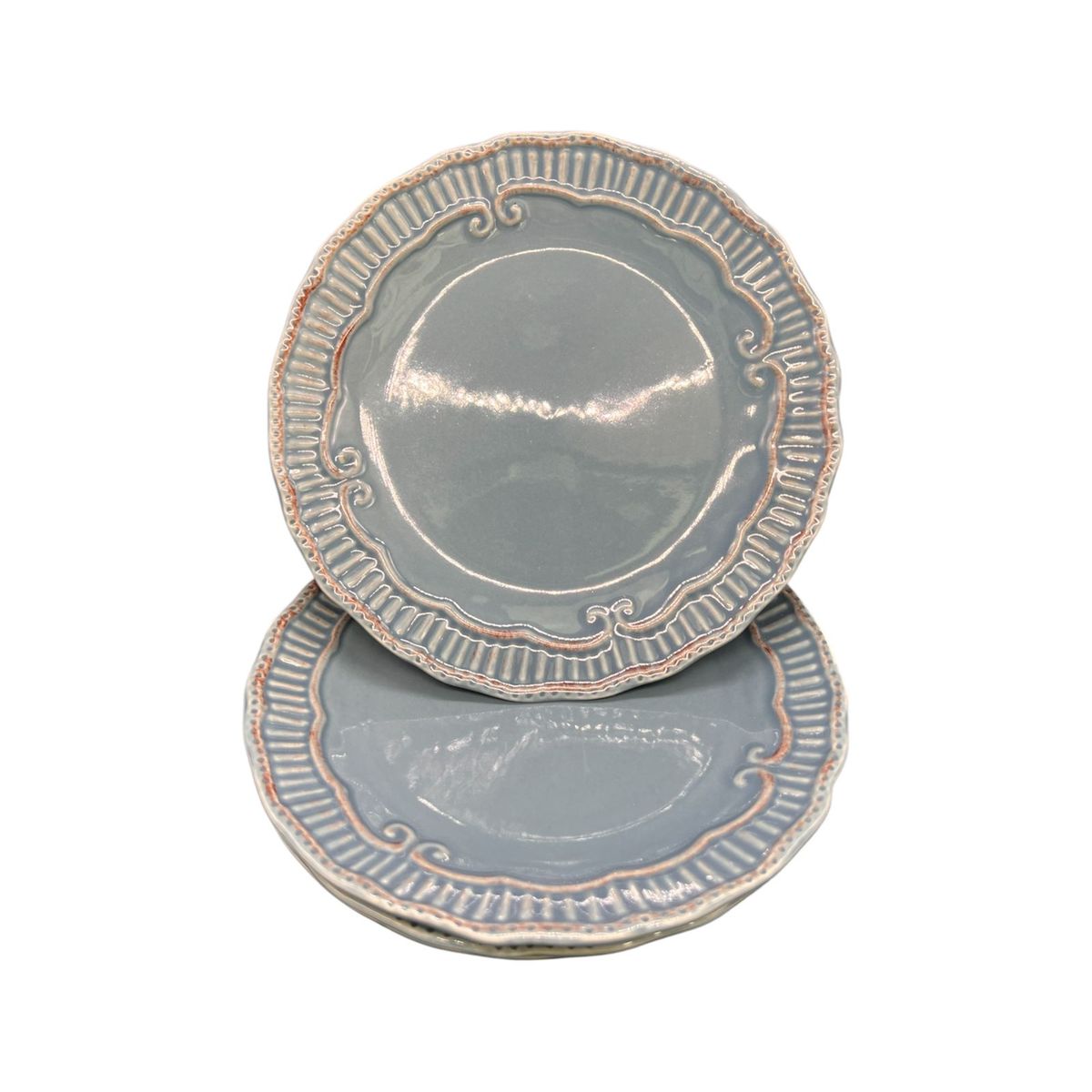 GENERICO - Pack 4 Plato Semi Plano Decorativo Redondo Claro 22cm