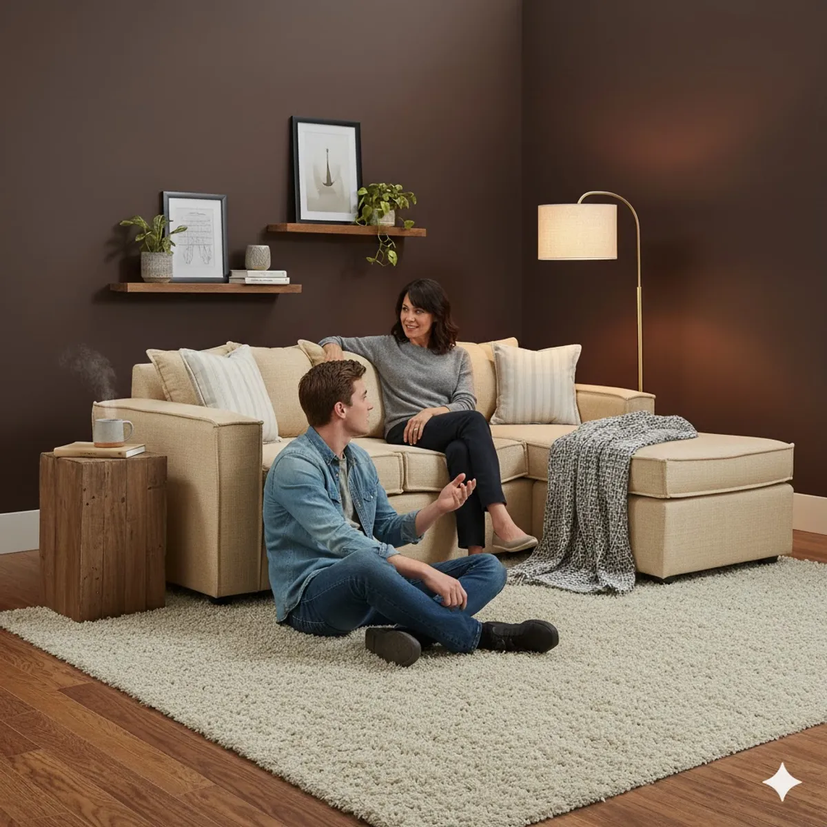 SITIAL HOME - Seccional Lehmann beige multilado con resortes full comfort plus