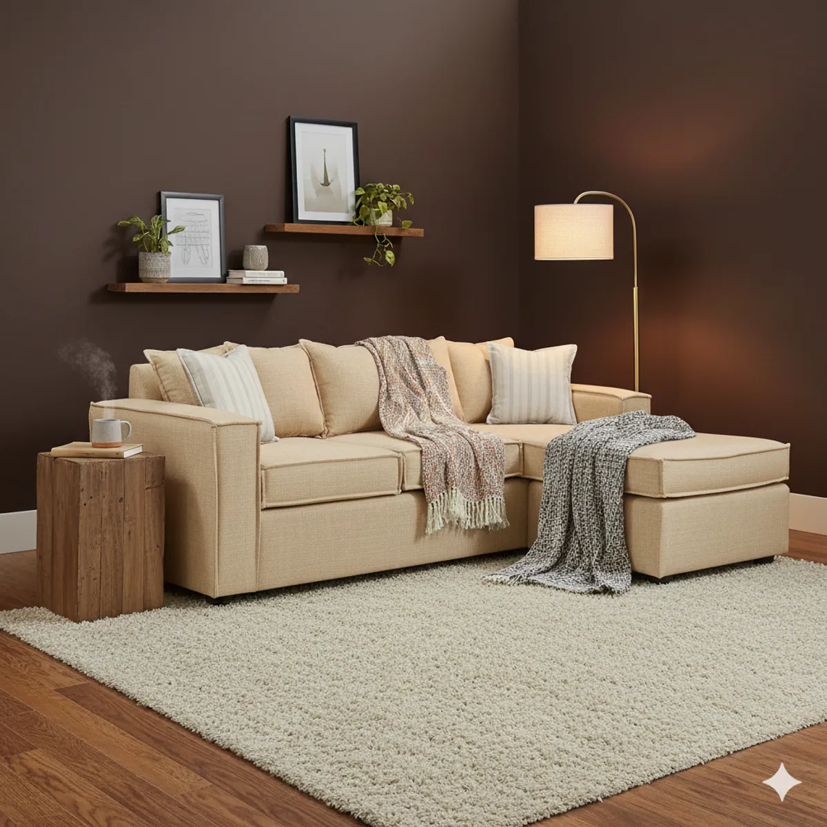 SITIAL HOME - Seccional Lehmann beige multilado con resortes full comfort plus