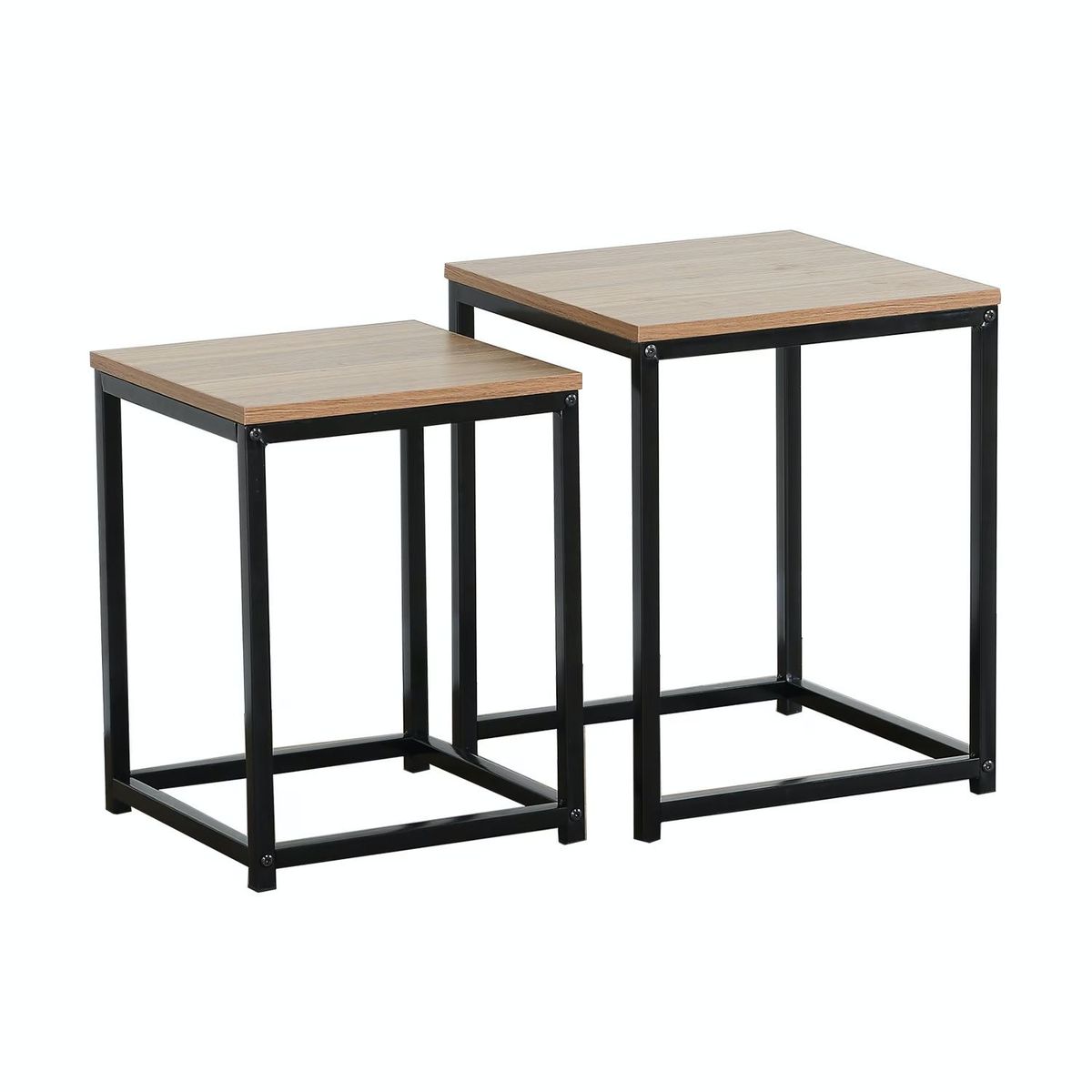 GENERICO - Set 2 Mesas Laterales Centro Industrial Elegante Minimalista