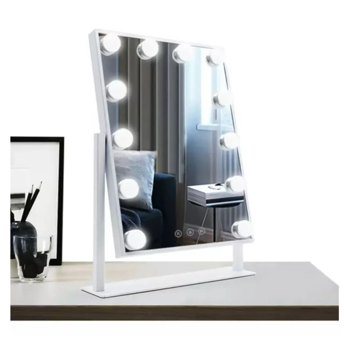 GENERICO - Espejo Tocador Maquillaje Hollywood De12 leds Usb Con 3 Modos Negro