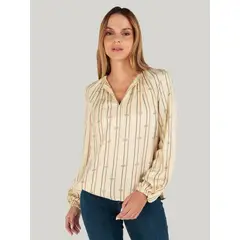 TOMMY HILFIGER - Blusa De Rayas Con Logo Beige