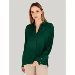 TOMMY HILFIGER - Camisa De Corte Amplio Con Logo Metálico Verde