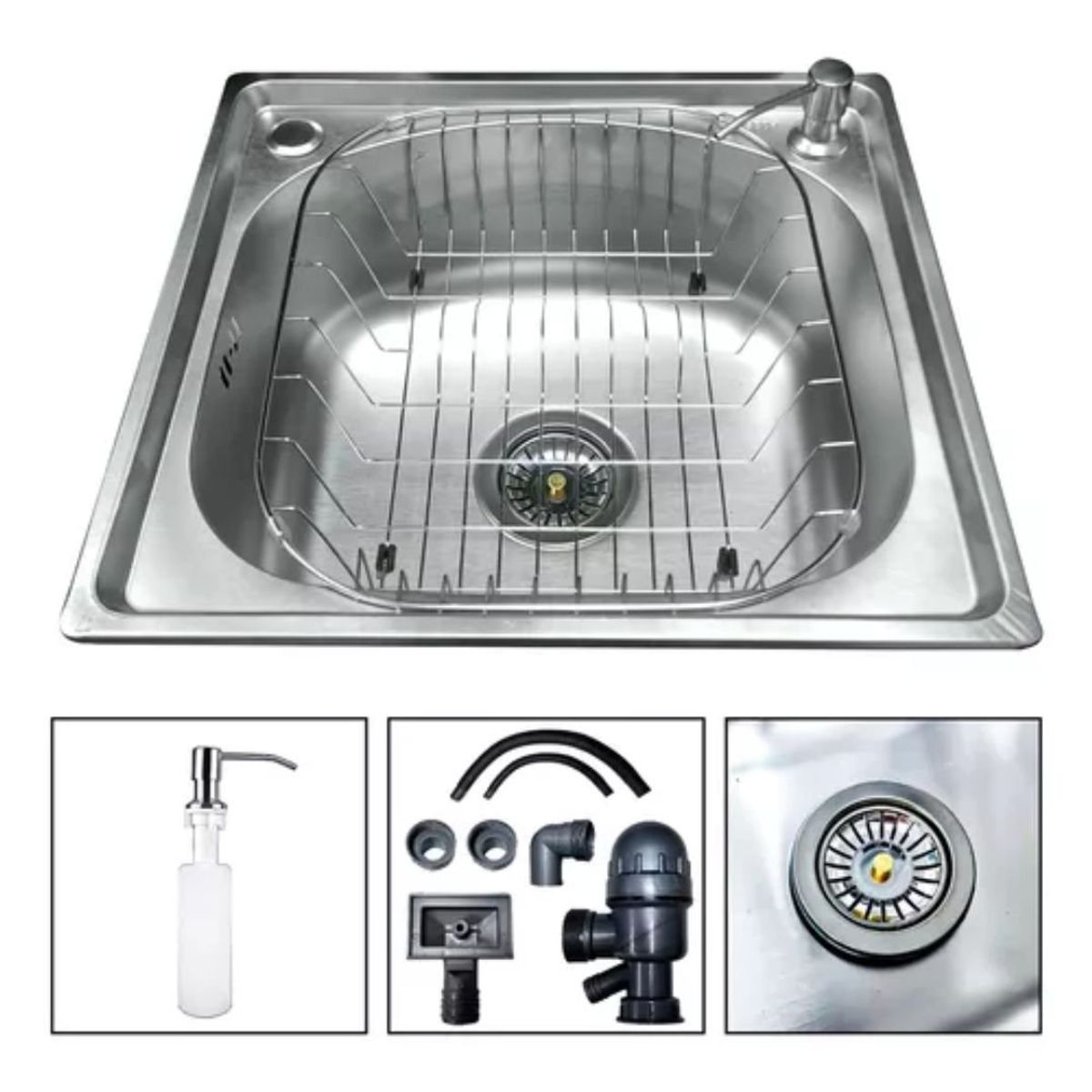 HOMEBRANDT - Lavaplatos Clasico 46x42 Sobrepuesto Acero Inoxidable Plateado