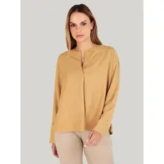 TOMMY HILFIGER - Blusa Amplia Con Botón En Relieve Beige