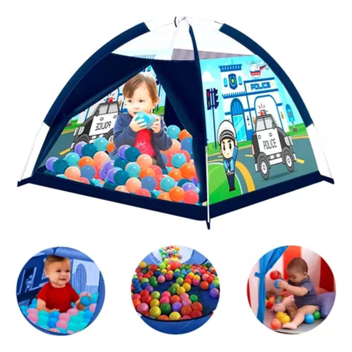 GENERICO - Carpa Tienda Estacion Policia Infantil Con 100 Pelotas