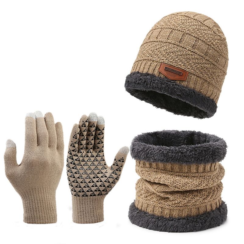 TIOZONEY - Gorro de lana Bufanda Guantes 3 Pcs Set