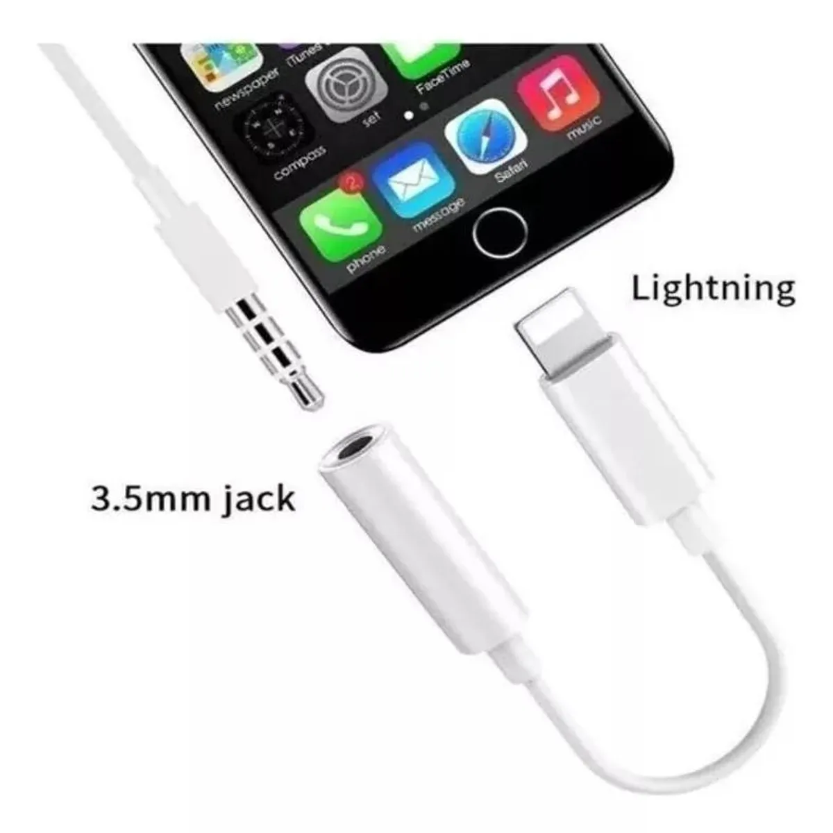 GENERICO - Adaptador iPhone Auxiliar Jac 3.5 mm