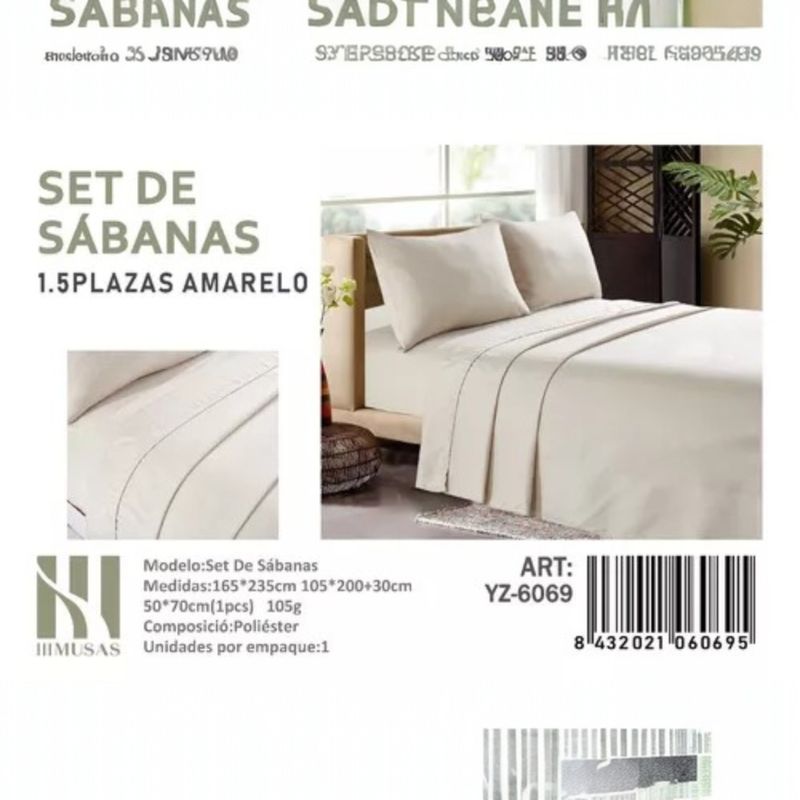 ANGELES DEL HOGAR - JUEGO DE SABANAS DE 200 HILOS PLAZA Y MEDIA COLOR A ELECCIÓN