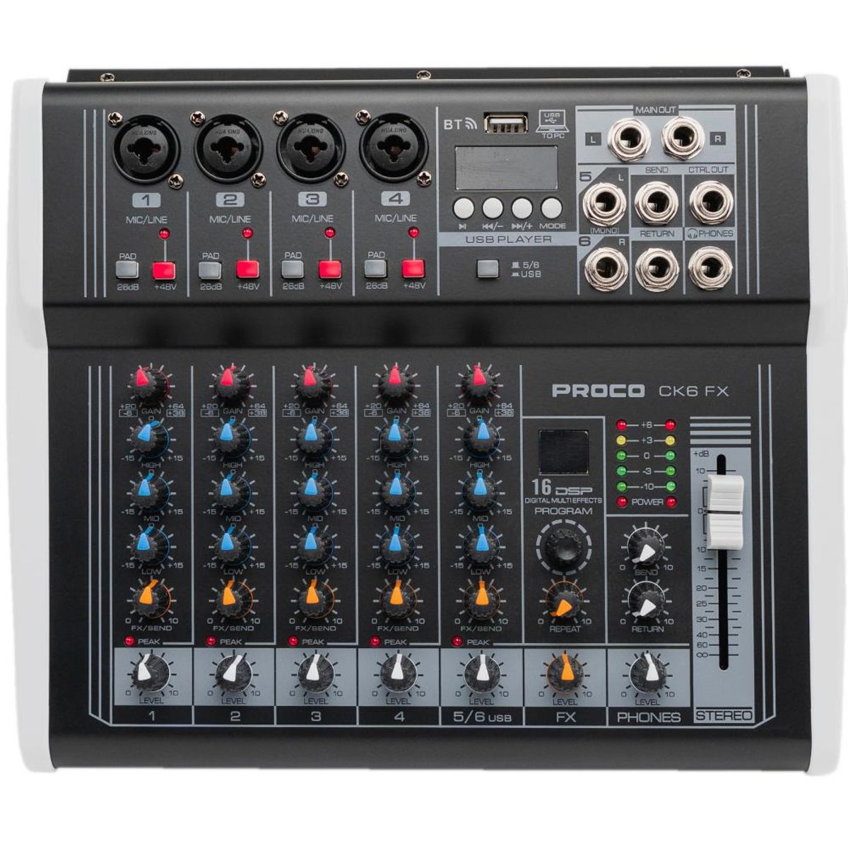 PROCO - Mixer Amplificado 6 canales Proco CK6 FX