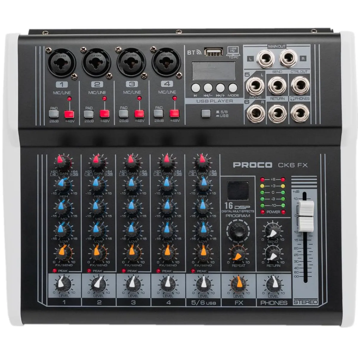 PROCO - Mixer Amplificado 6 canales Proco CK6 FX