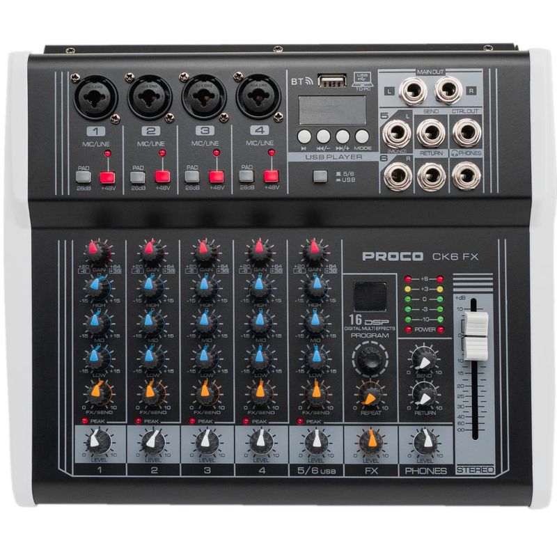 PROCO - Mixer Amplificado 6 canales Proco CK6 FX