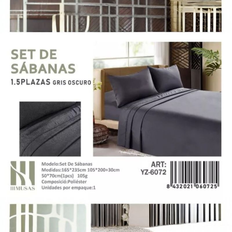 ANGELES DEL HOGAR - JUEGO DE SABANAS DE 200 HILOS PLAZA Y MEDIA COLOR A ELECCIÓN