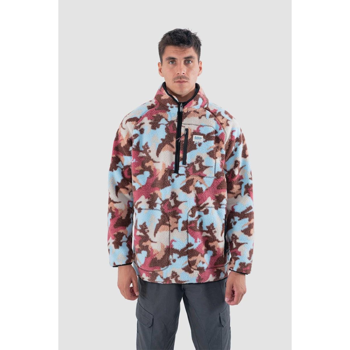 KAYA UNITE - Polerón Chiporro Hombre Half Zip Desert Burdeo