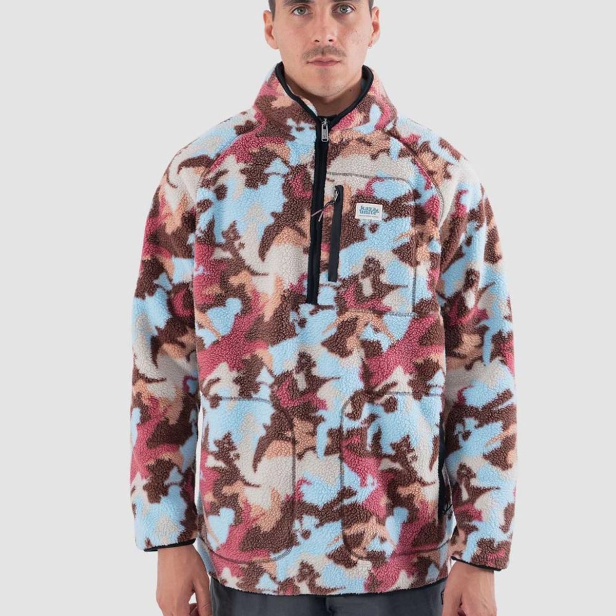 KAYA UNITE - Polerón Chiporro Hombre Half Zip Desert Burdeo