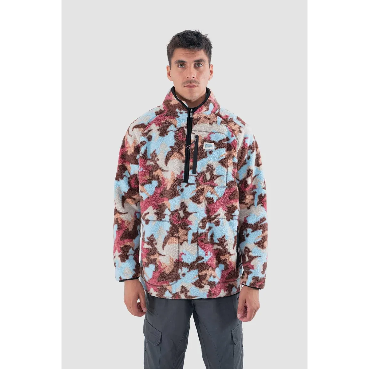 KAYA UNITE - Polerón Chiporro Hombre Half Zip Desert Burdeo