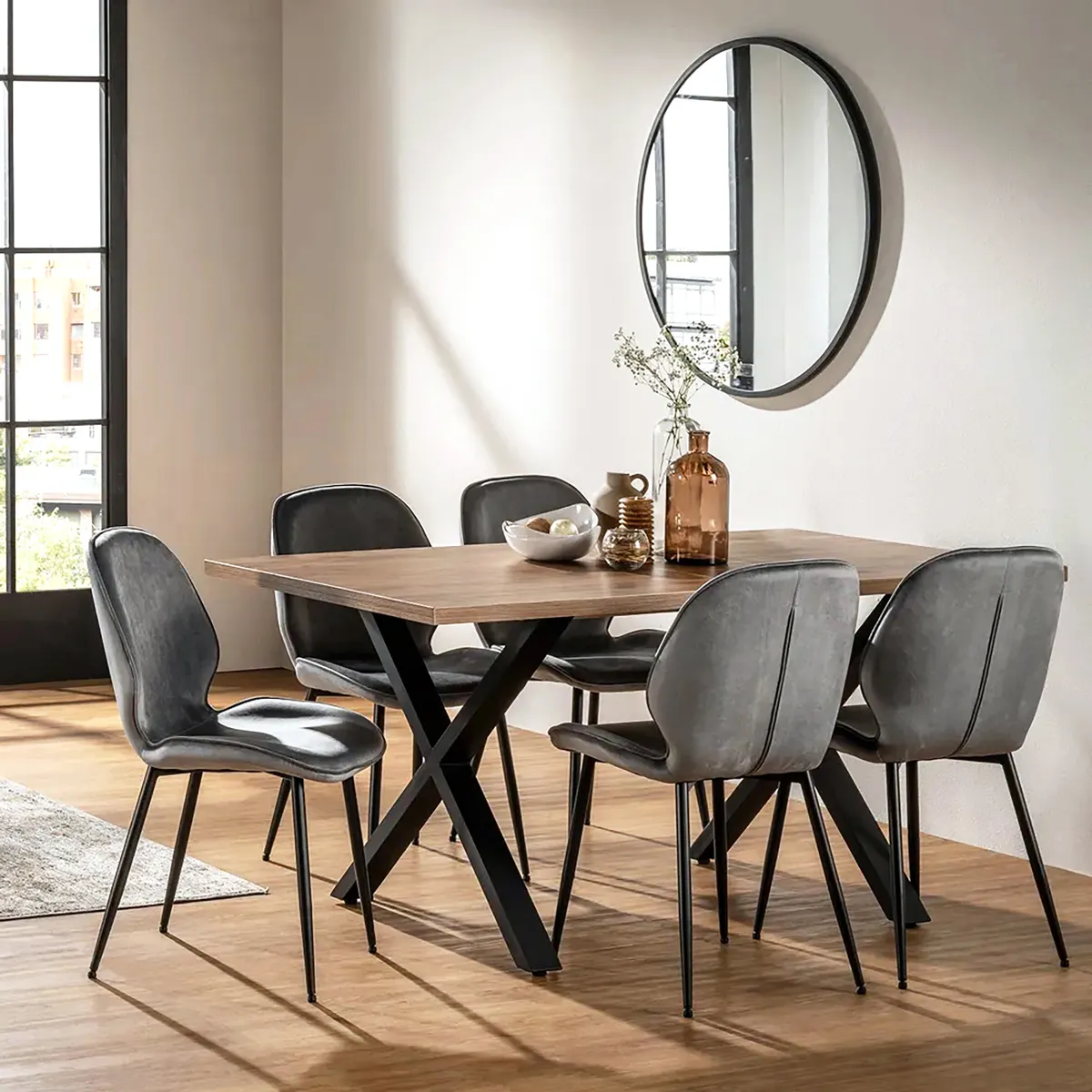 MIRKELA - Silla Lotta Gris Set De 2 Unidades