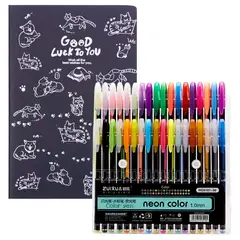 GENERICO - Libreta Hojas Negras + 36 Lápices Tinta Gel Colores
