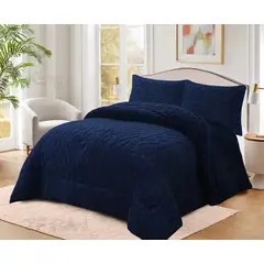 GENERICO - COBERTOR TEXTURIZADO TRENSADO CON CHIPORRO 1.5 PLAZA COLOR AZUL MAR TF