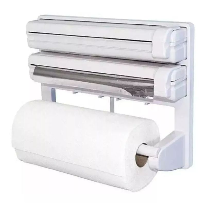 GENERICO - DISPENSADOR TRIPLE PARA TOALLA DE PAPEL FILM Y ALUSA FOIL