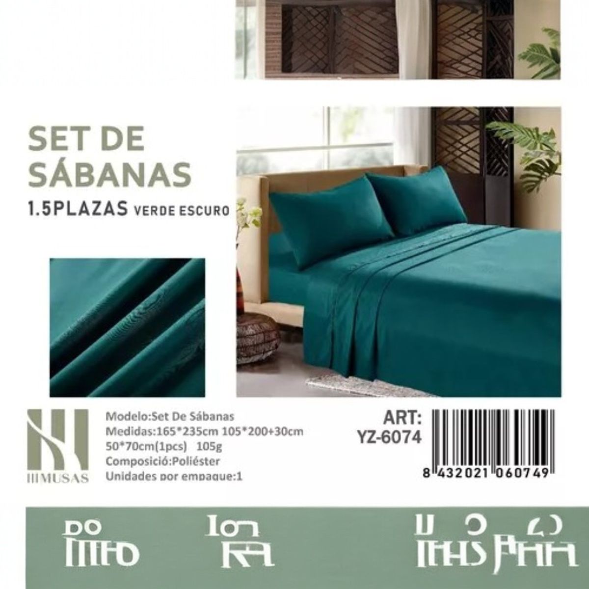 ANGELES DEL HOGAR - JUEGO DE SABANAS DE 200 HILOS PLAZA Y MEDIA COLOR A ELECCIÓN