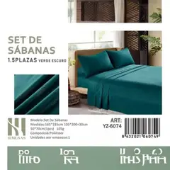 ANGELES DEL HOGAR - JUEGO DE SABANAS DE 200 HILOS PLAZA Y MEDIA COLOR A ELECCIÓN