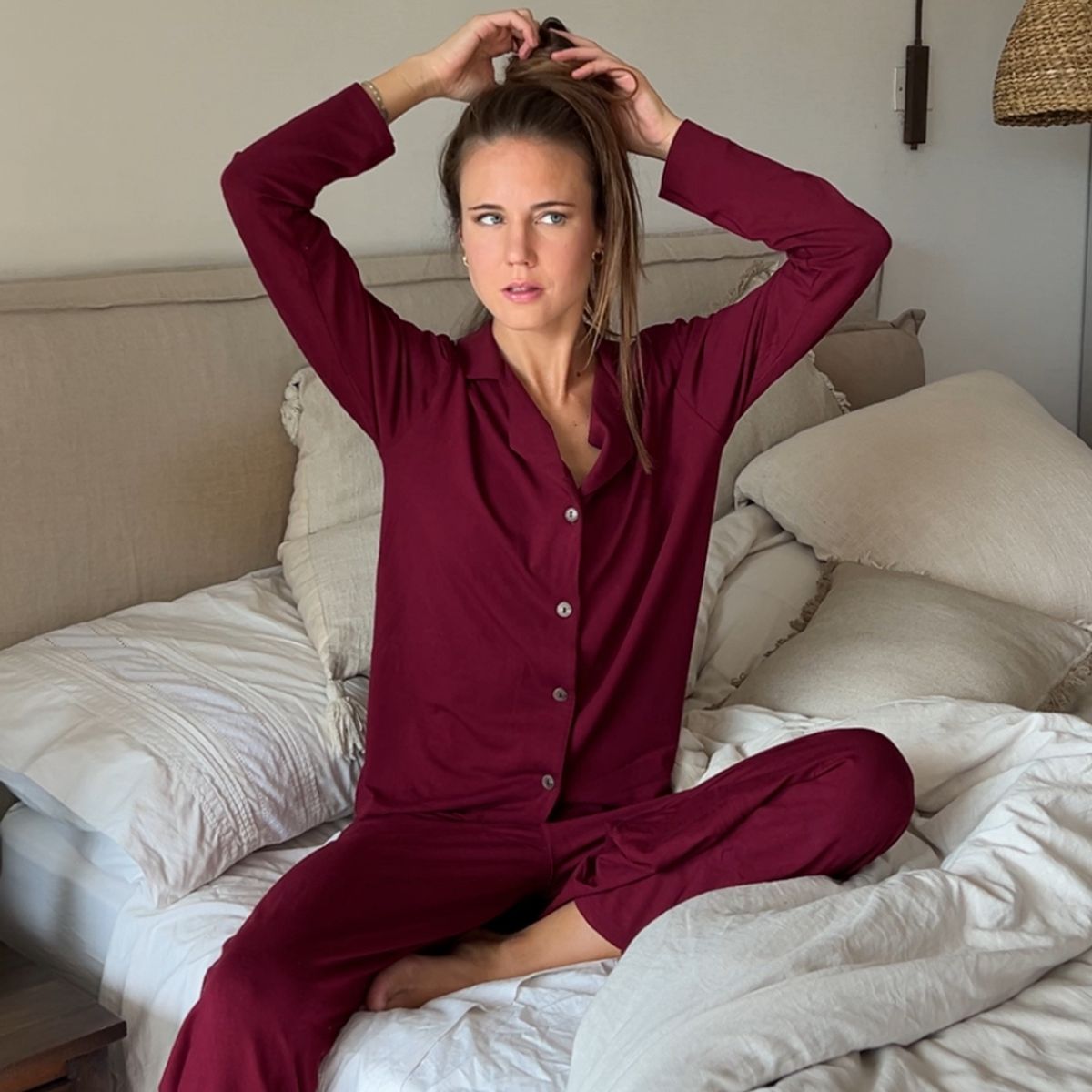 BIJOU - Pijama largo burdeo Mujer