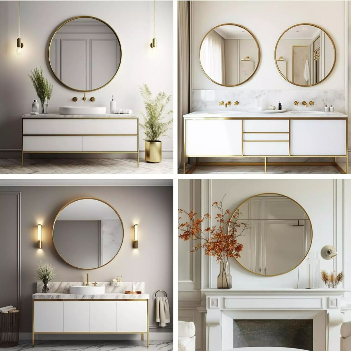 GENERICO - Espejo Redondo 60CM Marco Dorado Taller Sin Fronteras