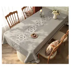 ALMA & DECO - Mantel Antimanchas Mod. Elegant Gray 140 X 220 Cm Rectangular
