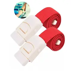 GENERICO - Torniquete Ligadura Elastico Hebilla Medicas Rojo 2 Unidades