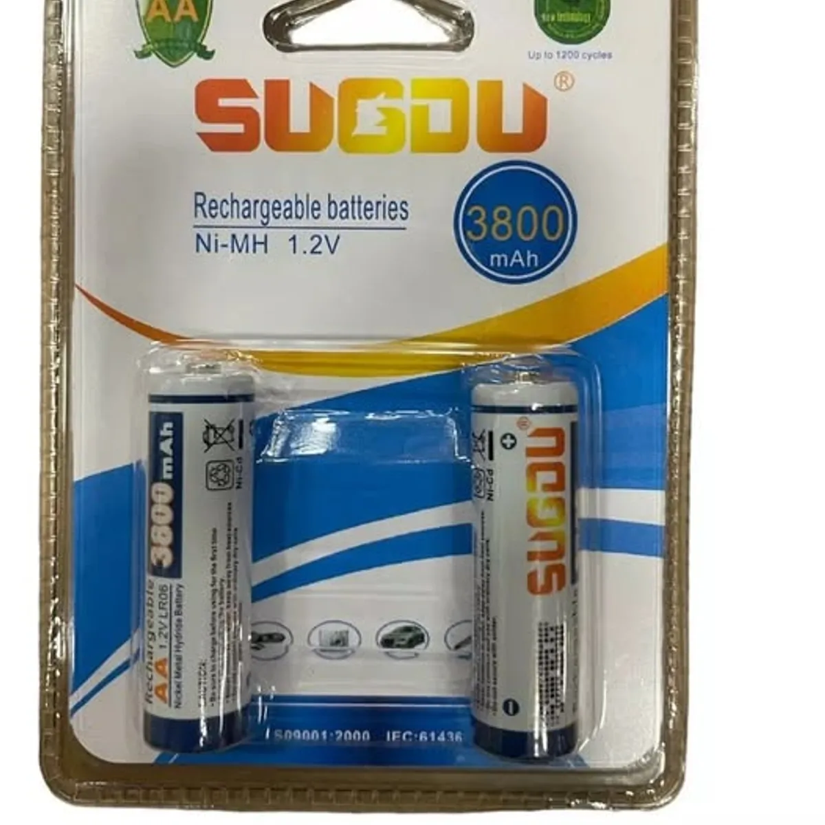 GENERICO - Pack 2 pilas recargable doble Aa 1.2v 3800mah Sugdu