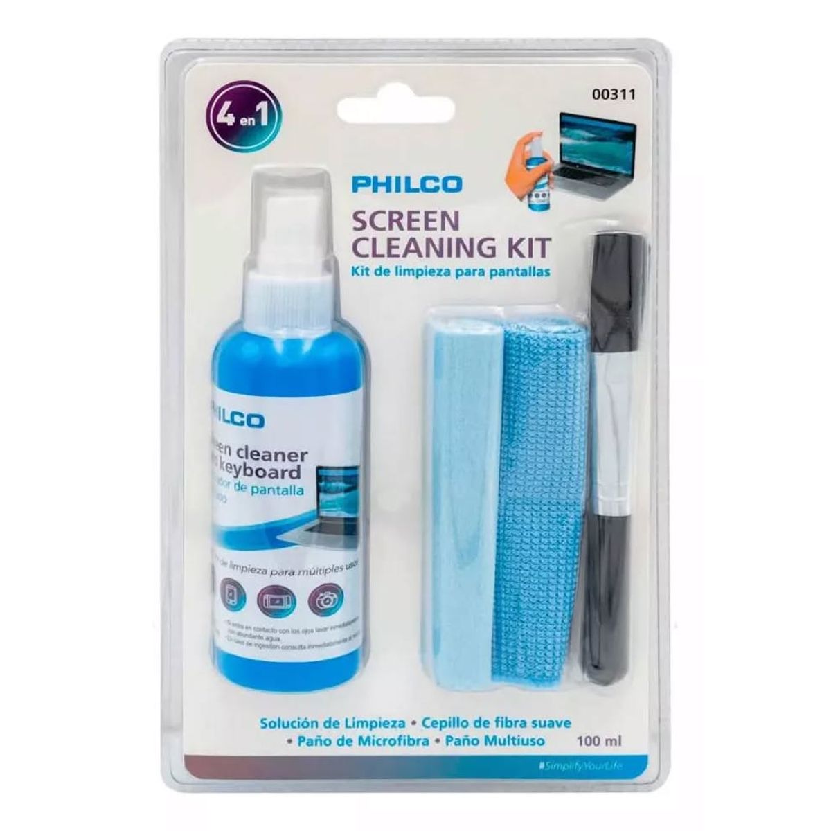 GENERICO - Limpiador de pantalla y teclado 4 en 1 Philco Screen Cleaning