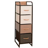 Velador Cajonera 4 Cajones Carry All® Marco Metálico Cubierta Madera