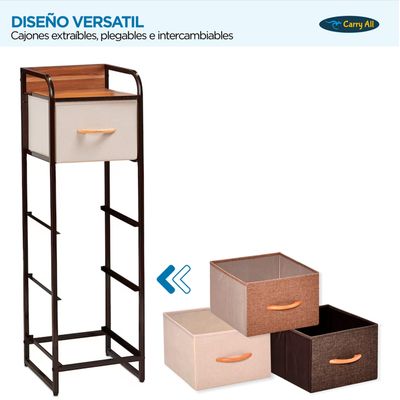 Imagen 2 del producto Velador Cajonera 4 Cajones Carry All® Marco Metálico Cubierta Madera