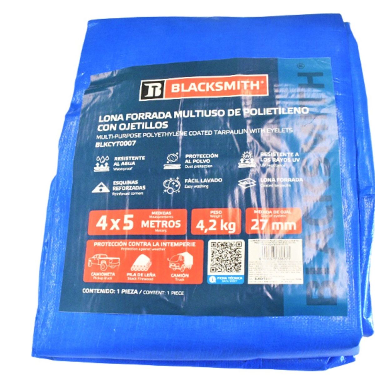 BLACKSMITH - Lona Forrada De Polietileno Azul 4x5 Mts