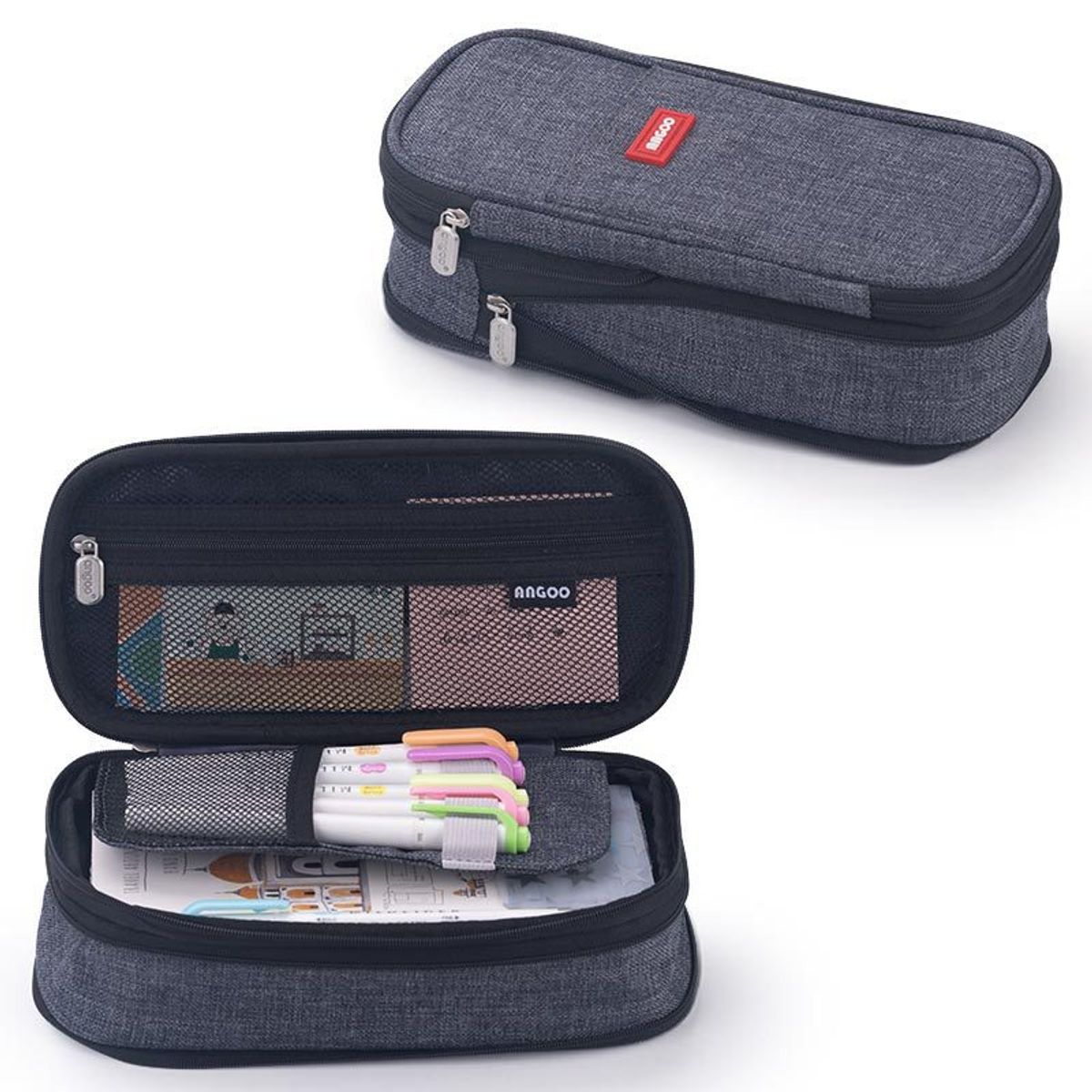 TIOZONEY - Lapicera Estuche gran capacidad cremallera doble capa