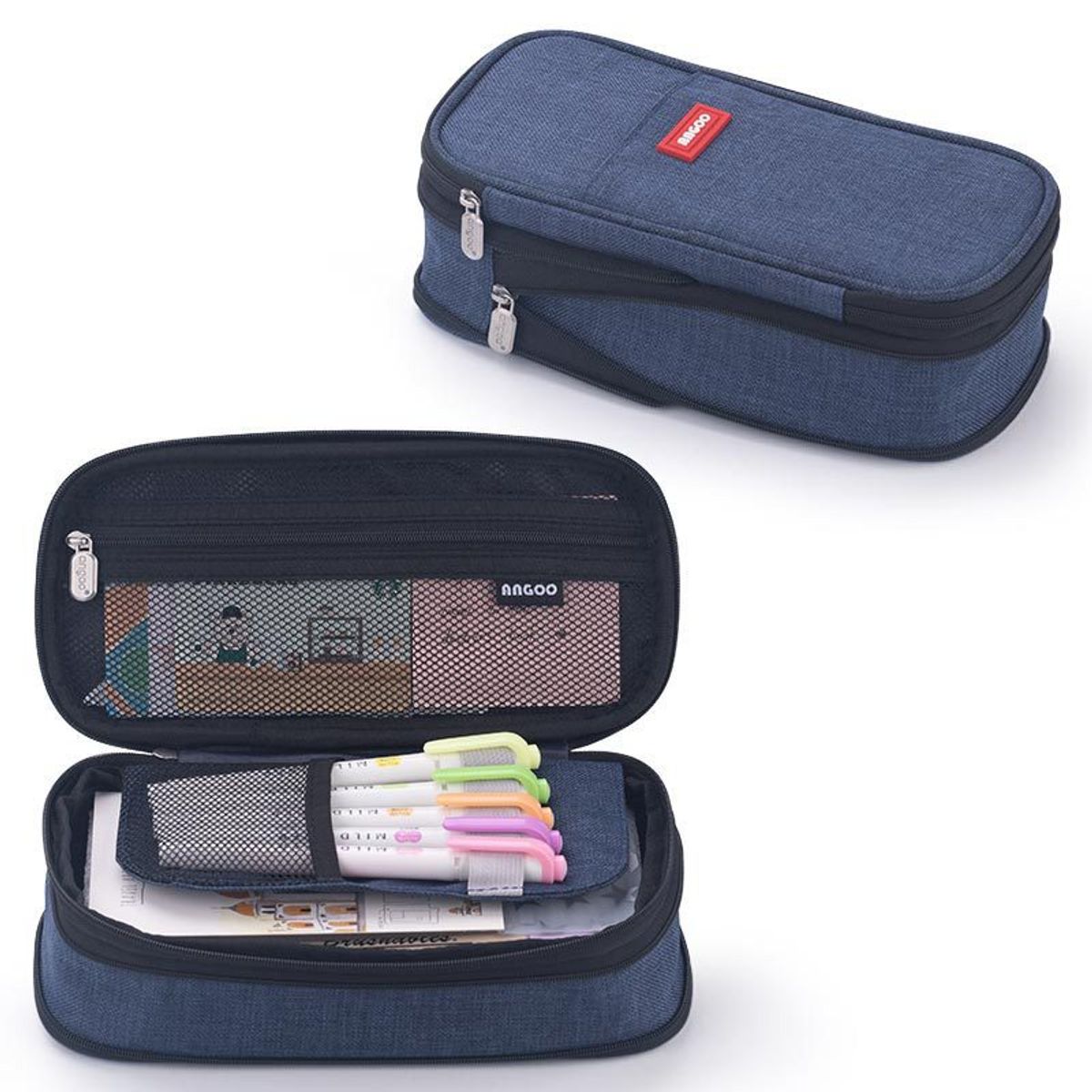 Lapicera Estuche gran capacidad cremallera doble capa, marca TIOZONEY - Foto Principal