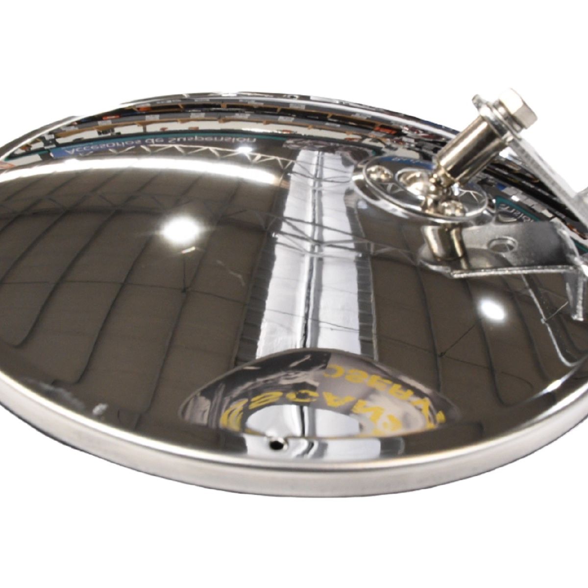 GOTEK - Espejo Redondo Cromado 8.5 Pulgadas Soporte Desplazado